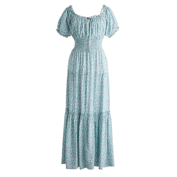 J. Crew Dresses & Skirts - J. CREW Puff Sleeve Ditsy Tiered Midi Ruffle Floral Dress, size 6